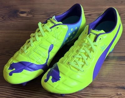 Puma EvoPower Soccer Cleats Neon Yellow & Purple Size US 11.5 UK 10.5 EUR 45 NEW