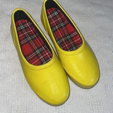 70s/80s vintage Womens Mid West Yellow Rubber Rain Shoes Size 8 M