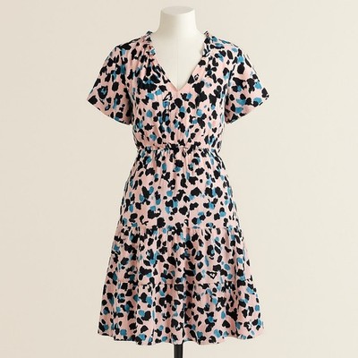 By Anthropologie Robin Tiered Mini Dress Sz Small Pink Blue Abstract Print Boho