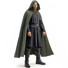 Renaissance Hooded Cloak Cotton Cloak Halloween Medieval Costume Cape Women M...