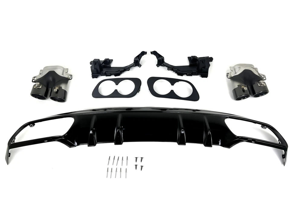 C43 Look Rear Diffuser Exhaust Trims for Mercedes W205 S205 Series. avant garde - Image 4 of 4