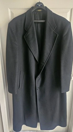 Vintage Nino Cerruti Overcoat Mens Rue Royale Cashmere Blend Jacket 48L Black - product listing photo