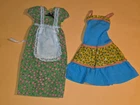 1970's Vintage Skipper Doll Best Buy 9125 Green Dress & Apron Blue Sundress 2806