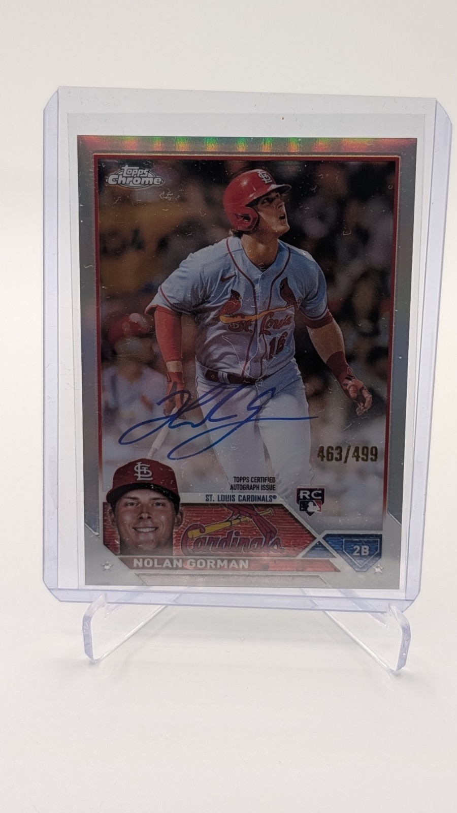 2023 Topps Chrome - Rookie Autographs Nolan Gorman #RA-NGO Refractor /499
