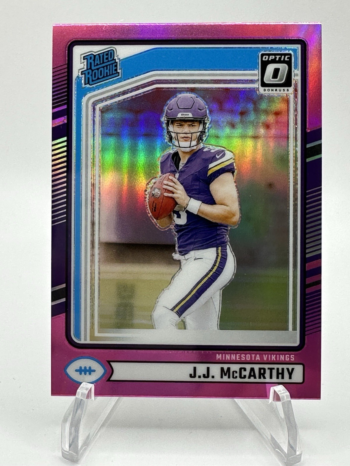 2024 Panini Donruss Optic Rated Rookie J.J. McCarthy #235 Pink Prizm (RC) 🔥
