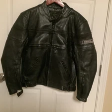 VTG First Racing Men S.Black Leather Motorcycle Jacket Zip Closure Lined