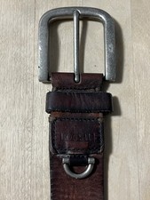 Fossil Genuine Leather Belt Size 32 Brown Unisex Silver Buckle