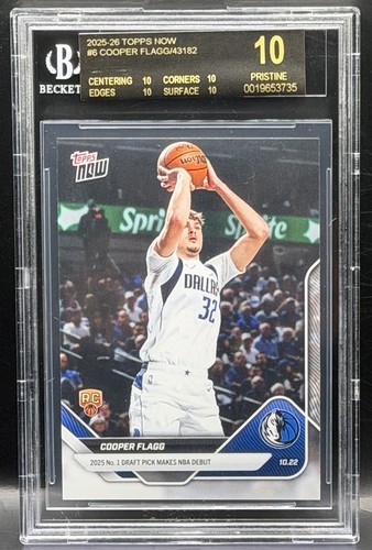 2025-26 Topps Now - Cooper Flagg #6 /43182 (RC) BGS 10 BLACK LABEL NBA DEBUT (3)