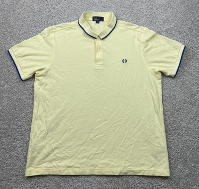 Fred Perry Polo Shirt Mens XL Yellow Preppy Short Sleeve Classic Cotton Collar