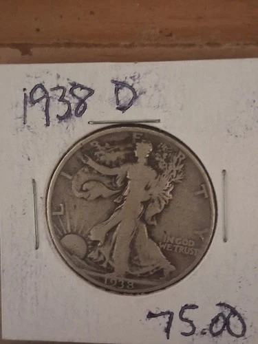 1938 D Walking Liberty Silver Half Dollar 50c Denver Mint Semi-Key