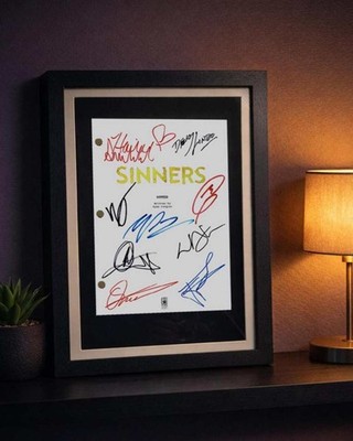 Sinners, Signed Movie Script, Full Screenplay Framed Reproduction + Cast Autogra