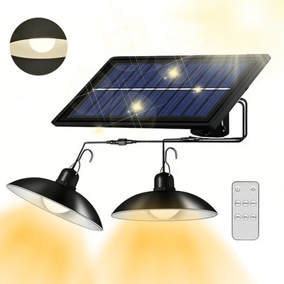 30W Solar Hängelampe Schwarz Wetterfest mit Fernbedienung für Garten Terrasse
