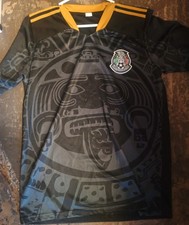 Mexico National Team Soccer Jersey L Men's Black Gold Shirt Large Polyester
