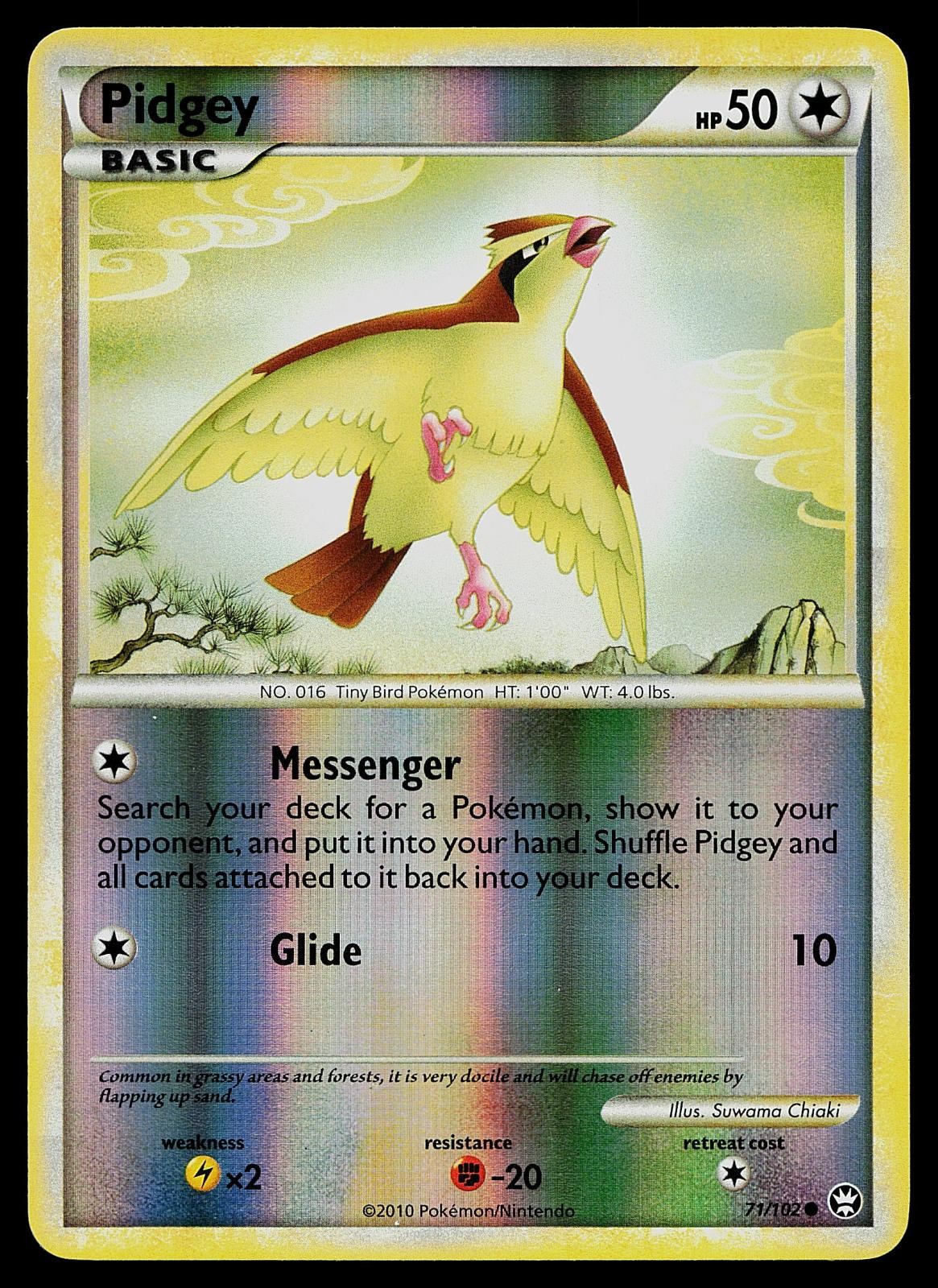 Pokemon Card - Pidgey HGSS Triumphant 71/102 Reverse Holo Common