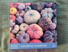 GALISON 500 Piece Jigsaw Puzzle COLORFUL PUMPKINS 20" x 20" Fall Colors Gourds