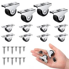 12Pcs Small Caster Wheels, Low Profile Casters Wheels Soft Rubber Rolling
