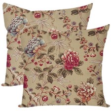 Vintage Floral Decorative Throw Pillow Covers 18x18 Inch Set of 2 Peony Flowe...
