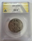 1921-D Walking Liberty Half Dollar ANACS VG8