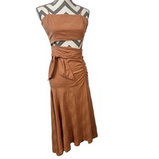 Free People NWT Terracotta Ribbed Cutout Maxi Dress Wrap Tie Smocked Small