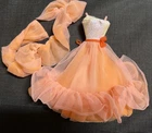 Vintage 1984 Peaches N Cream Barbie Fashion Dress, Boa, belt