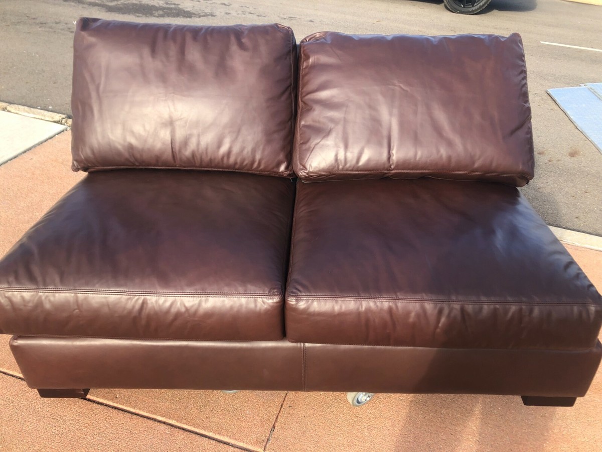 Pottery Barn Turner Leather Sectional armless loveseat chair