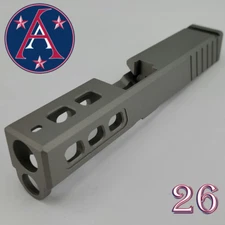 G26 SLIDE GEN 3-4, TITANIUM CERAKOTE, 8 WINDOW, REAR SERRATIONS