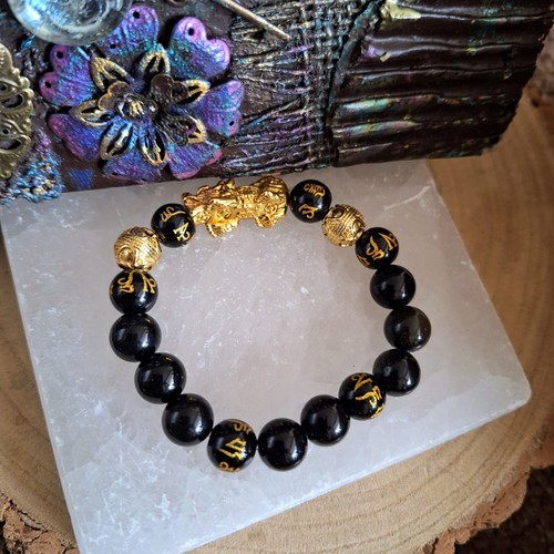 pixiu Bracelet Black Obsidian Wealth And Luck Feng Sui Jewellery Gift For Him - Picture 5 of 10