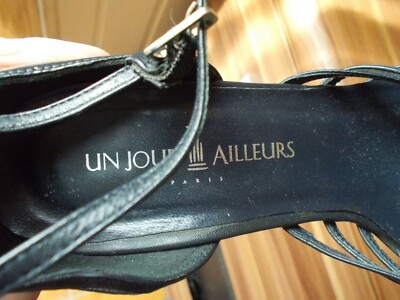 Sandales à Talons Aiguilles En Cuir Noir - Marque Un Jour Ailleurs - Taille 37 - Occasion