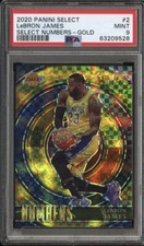 2020-21 Select Lebron James Numbers Checkerboard GOLD Jersey #6/10 PSA 9