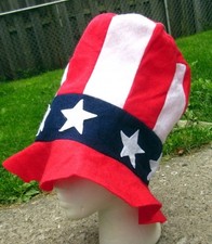 ALL-AMERICAN felt hat Hippie novelty cap Rave flag Old Glory acid Halloween USA
