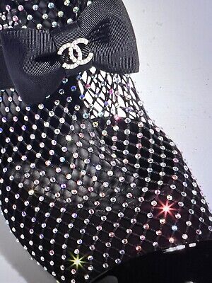 CHANEL 23S NEW TAGS GORGEOUS BLACK CRYSTAL BOOTS SHOES BOW CHANEL 23S NEW TAGS GORGEOUS BLACK CRYSTAL BOOTS SHOES BOW