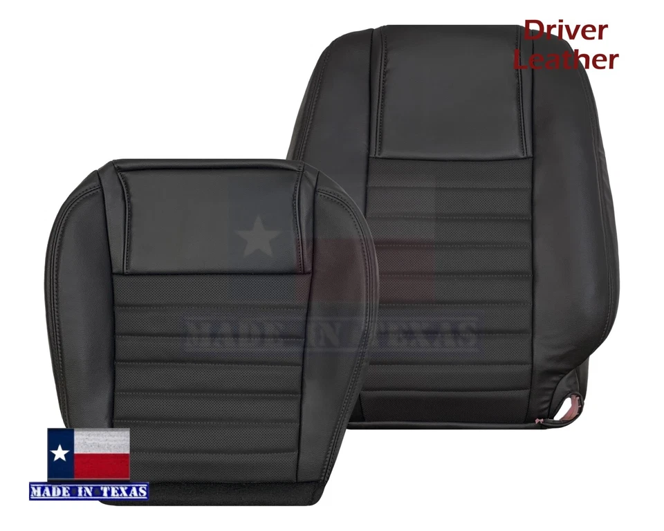 Fundas de asiento delanteras de cuero negras para Ford Mustang GT 2005-2009 convertible V8 Foto 3 de 4