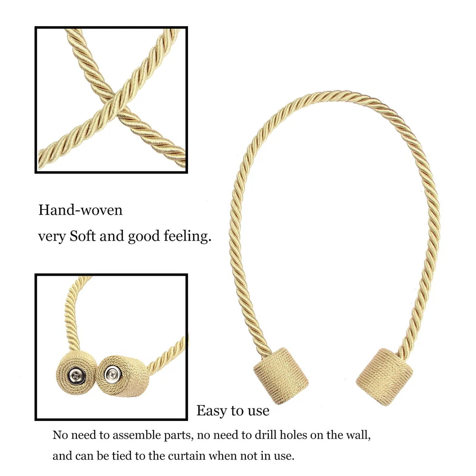 4 PIEZAS Corbatas Magnéticas para Cortina Exterior Elegantes Decorativas Corbatas para Cortina Foto 4 de 4