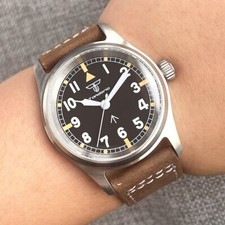 36mm Tandorio Pilot Automatic Watch 20ATM MIYOTA8215 Black Dial Sapphire Glass