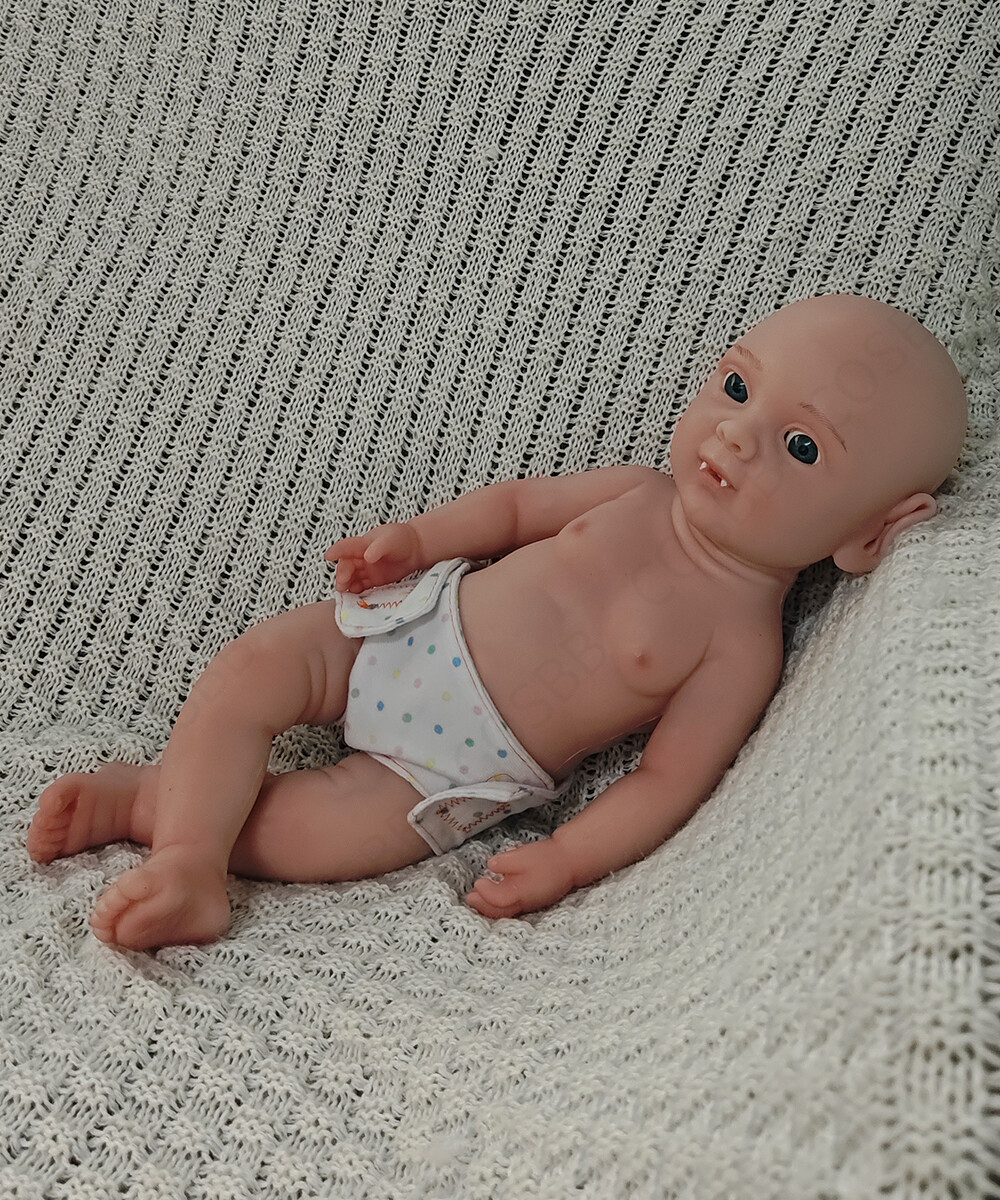 43cm Elf Doll 4.4lbs Full Body Platinum Silicone Baby Dolls Open Eyes Newborn US