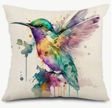 Floral Hummingbird Vibrant Linen Throw Pillow Cover Holiday HOME Decor 18  