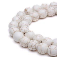 White Howlite Turquoise Smooth Round Beads 4mm 6mm 8mm 10mm 12mm 15.5" Strand