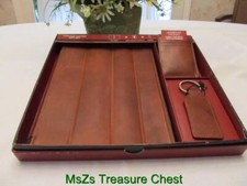 Genuine Brown Leather Gift Set fits iPad 2, includes Card Case  Keyfob  NIB 