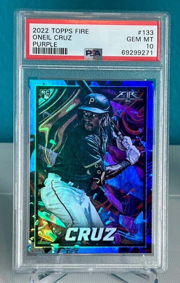 2022 Topps FIRE ONEIL CRUZ RC Purple /99 PSA 10 GEM MINT #133 Pittsburgh Pirates