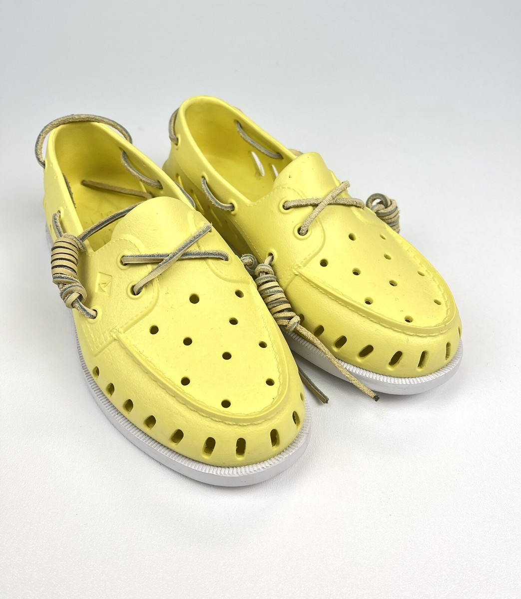Sperry Top Sider Womens size 9M A/O Float Boat Shoe rubber yellow with laces