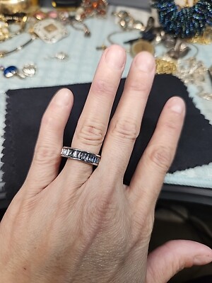 Kendra Scott Silver Tone Clear Crystal Jack Band Ring Size well used Size 