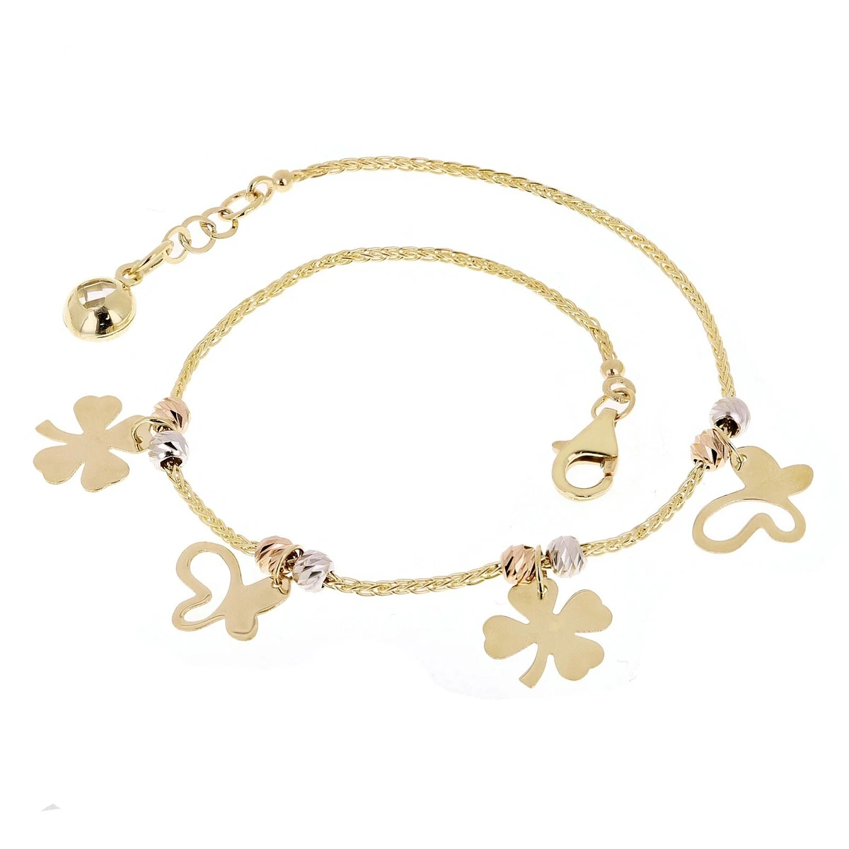 14K Gold Four Leaf Clover Charm Bracelet 14K Gold / 6.5 Inches