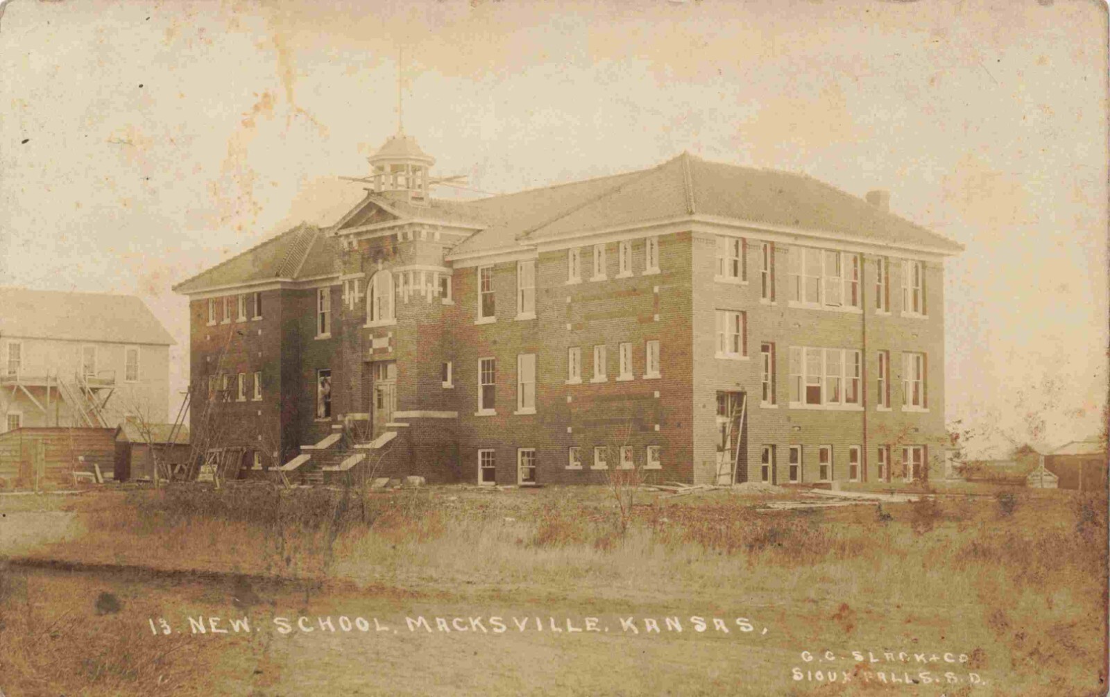 A View Of The New School, Macksville, Kansas KS RPPC eBay