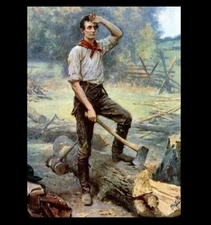 Abraham Lincoln Chopping Wood PHOTO Rail Splitter Painting, Republican President