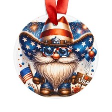 Big Hat Patriotic Gnome Acrylic Ornament, USA Decor, 4th of July Gift, Holiday