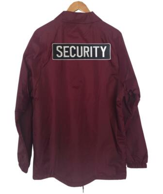 WATERPROOF LINED WINDBREAKER NYLON COACHES EMBROIDERY SECURITY BURGUNDY JACKET