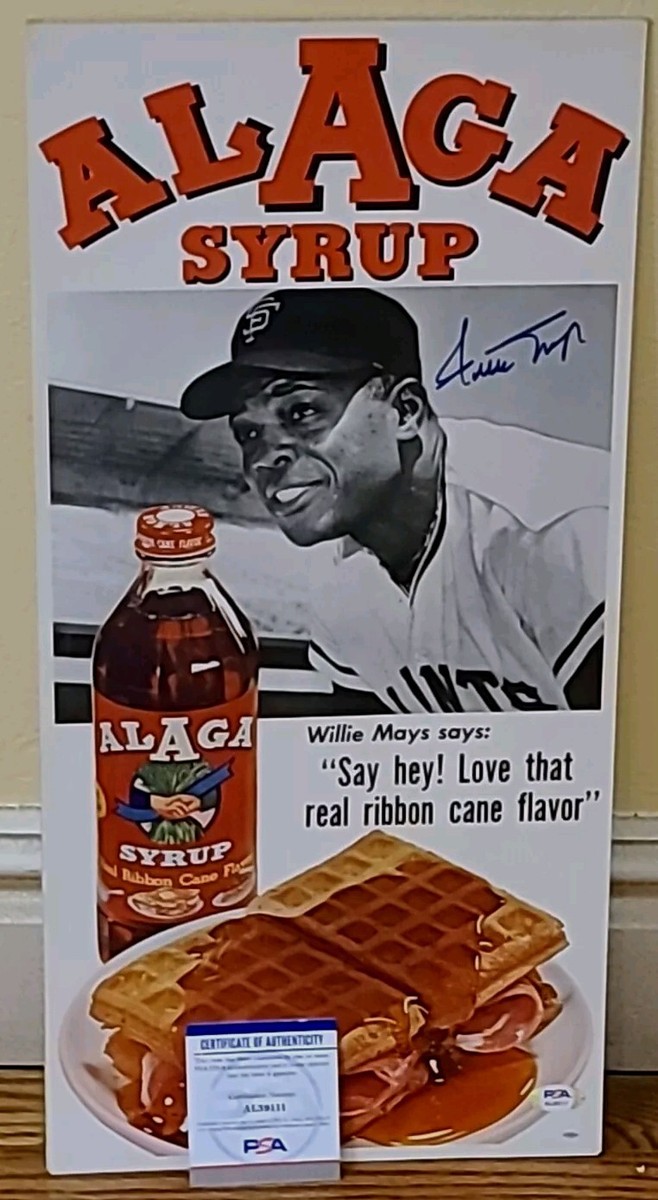 WILLIE MAYS PSA/DNA COA AUTOGRAPHED SIGNED 60's ALAGA SYRUP