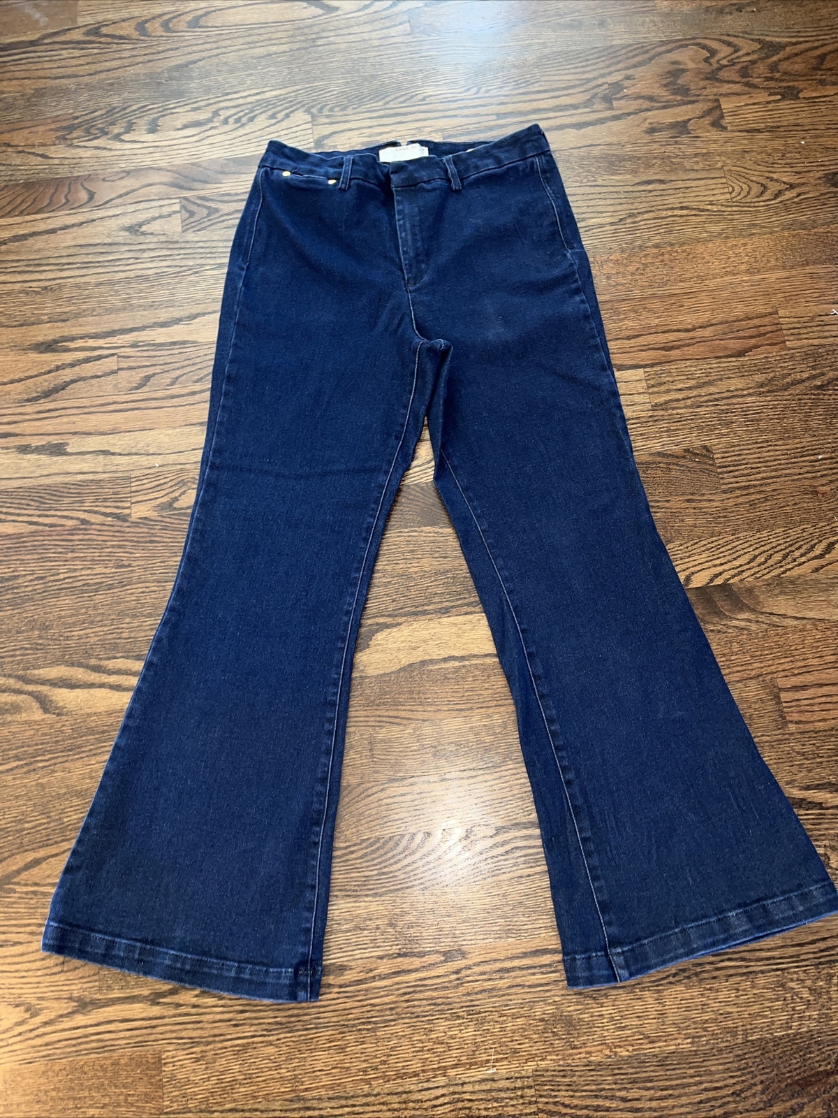 Anne Klein Womens Flare Trouser Jeans Dark Wash Size 12