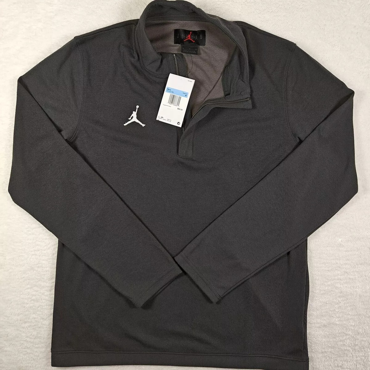 Jordan TEAM Mens Medium Dri-FIT Half-Zip Athletic Top Anthracite