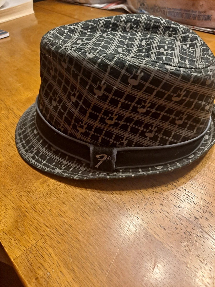 Fender Original Fedora Guitar Logo Black and Gray Hat Band Blue